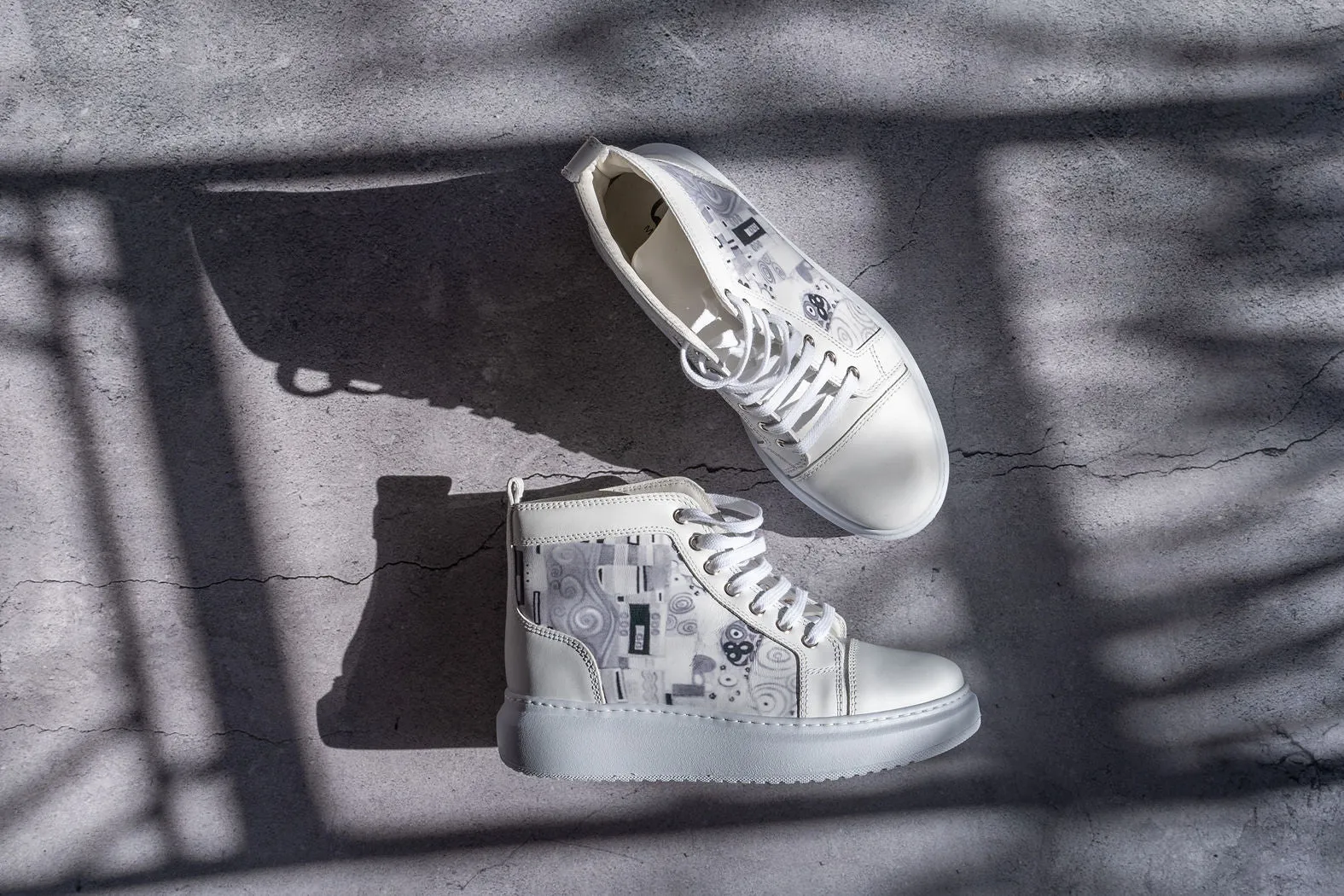ANNA Printed Leather High Top Sneakers with Platform