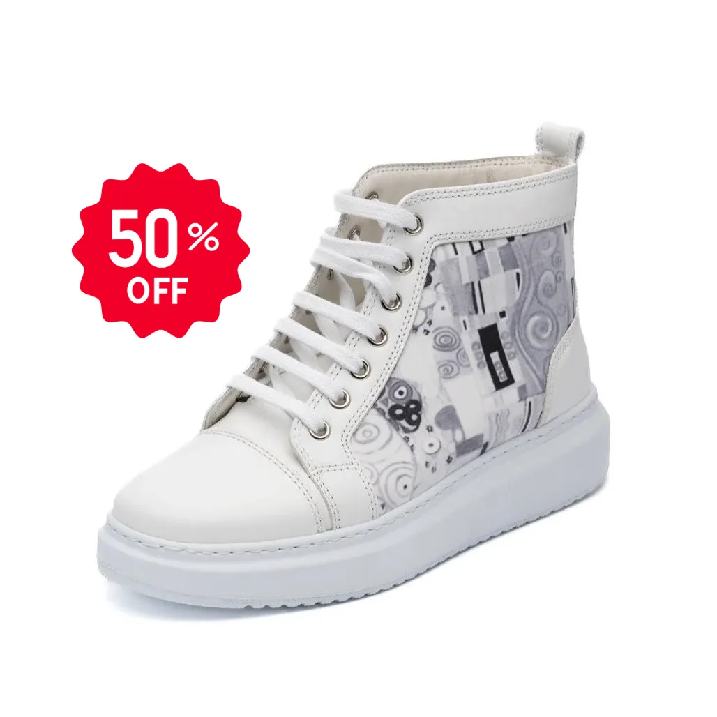 ANNA Printed Leather High Top Sneakers with Platform