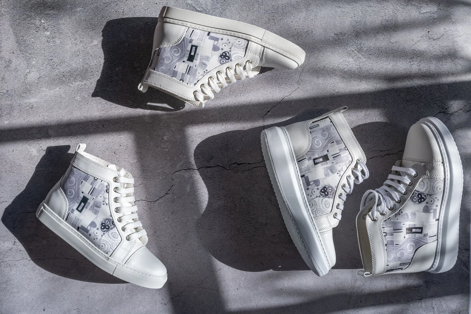 ANNA Printed Leather High Top Sneakers with Platform