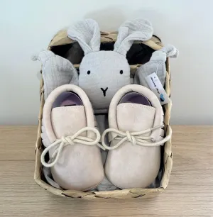 Baby's First Shoes & Cuddly Bunny - White shoes