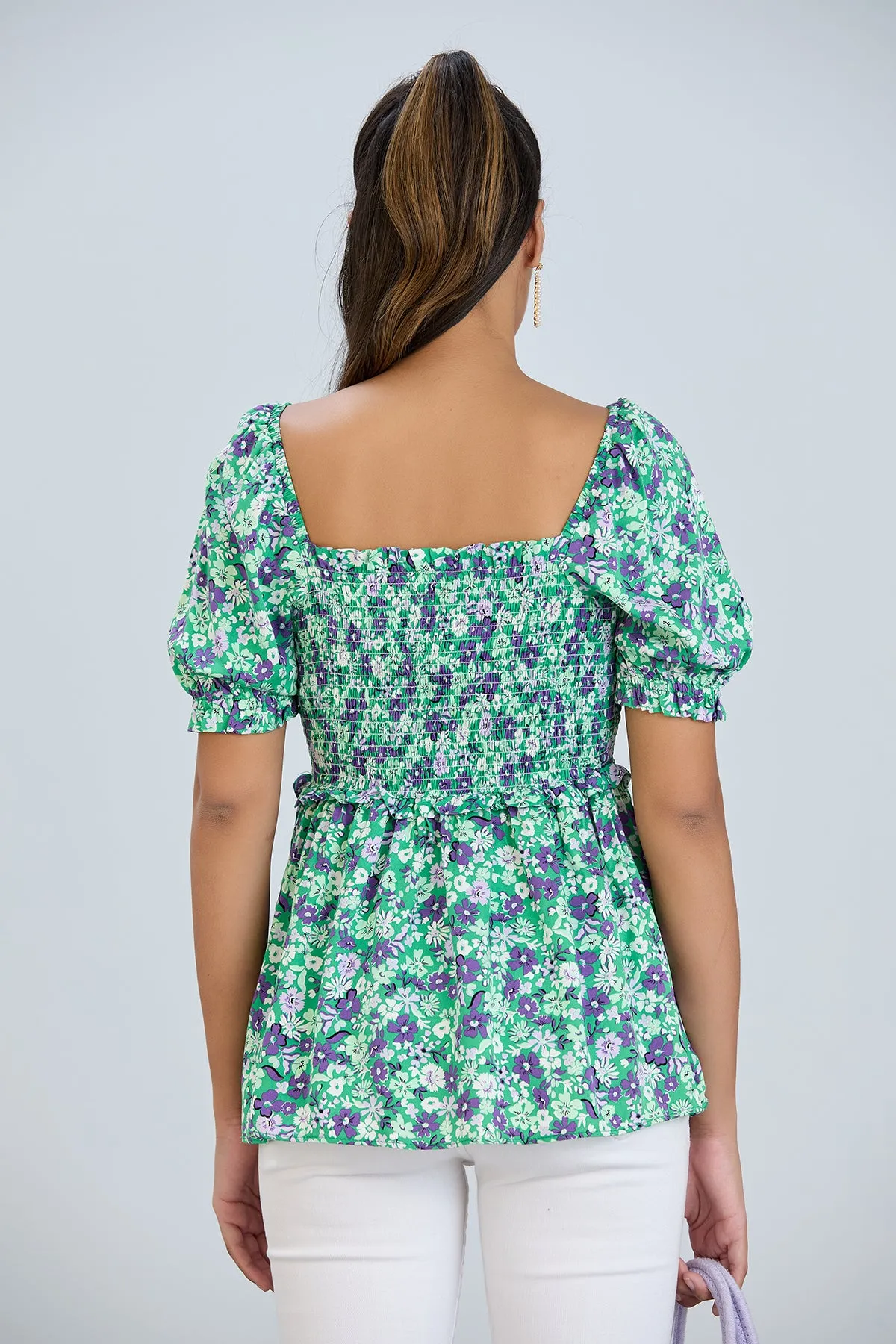 Bardot Floral print Top in Green