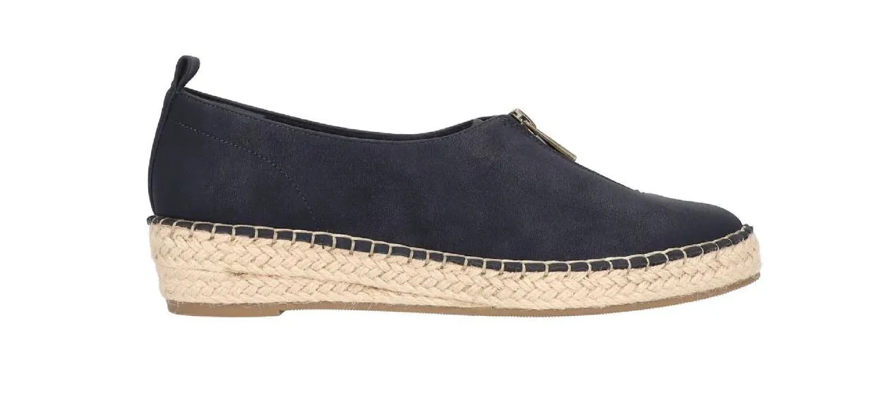 Bella Vita Women's Jimena Faux Leather Slip On Espadrilles Flats Navy Size 7.5M