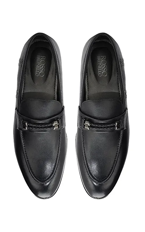 Black Loafers With Braided Panel