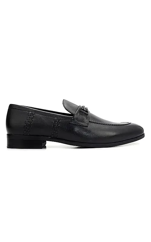 Black Loafers With Braided Panel