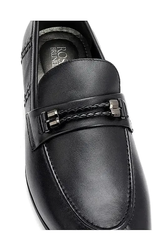 Black Loafers With Braided Panel