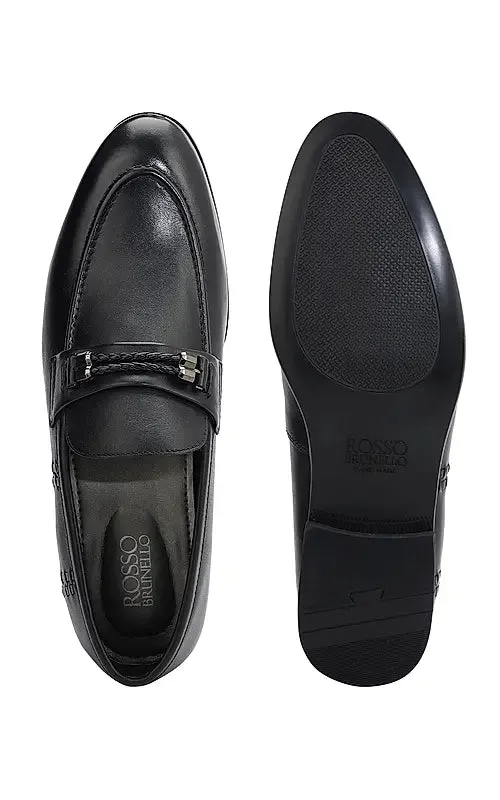 Black Loafers With Braided Panel
