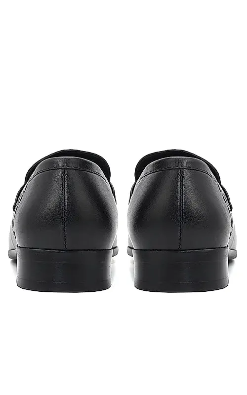 Black Loafers With Braided Panel