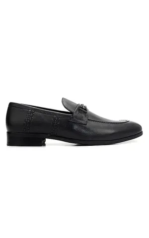 Black Loafers With Braided Panel