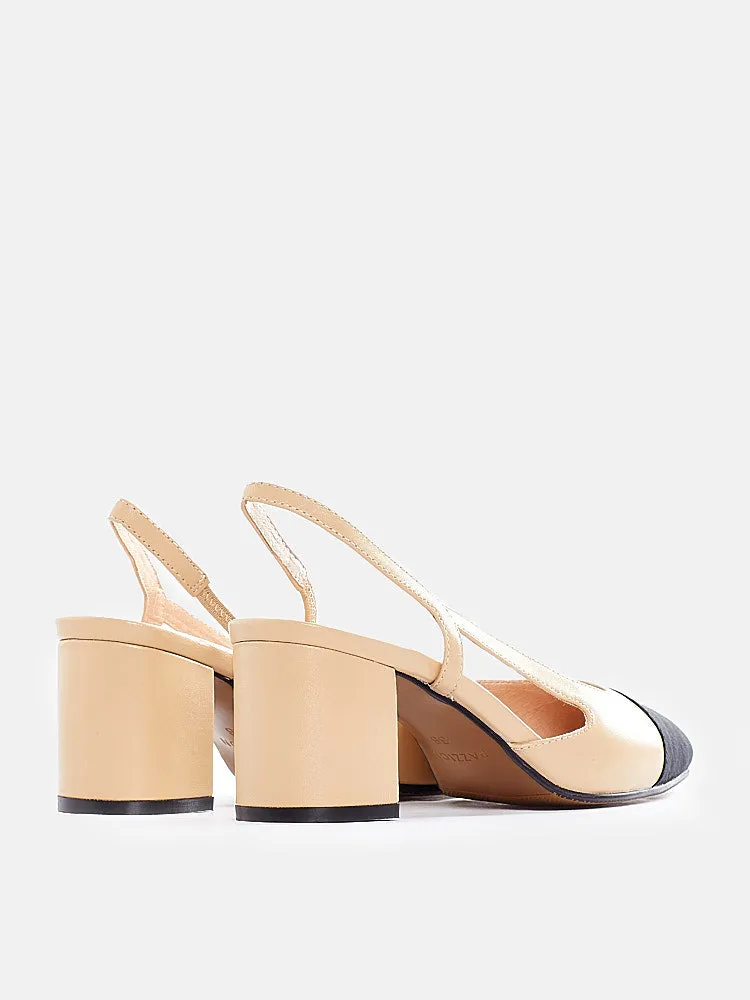 Blythe Lambskin Toe Cap Block Heels