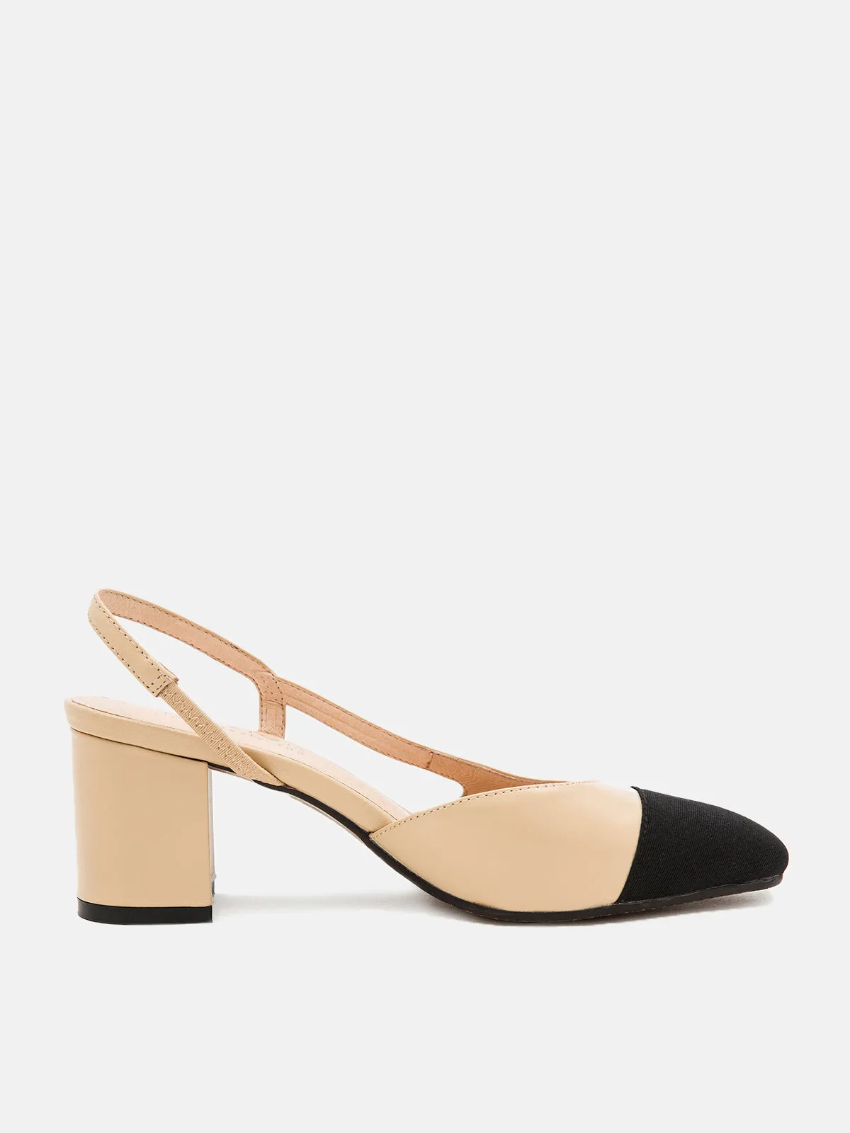Blythe Lambskin Toe Cap Block Heels