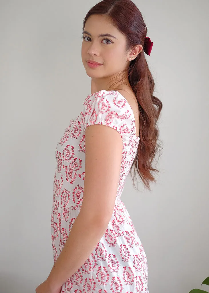 Elaya Maxi Dress - red floral linen