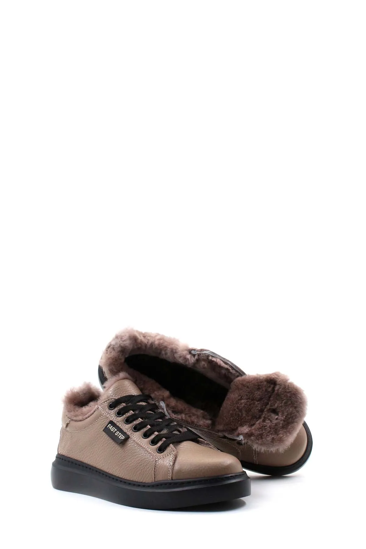 FST Genuine Leather Fur-lined Women's Casual Shoes 160KZA950 Mink Floter - Löhne