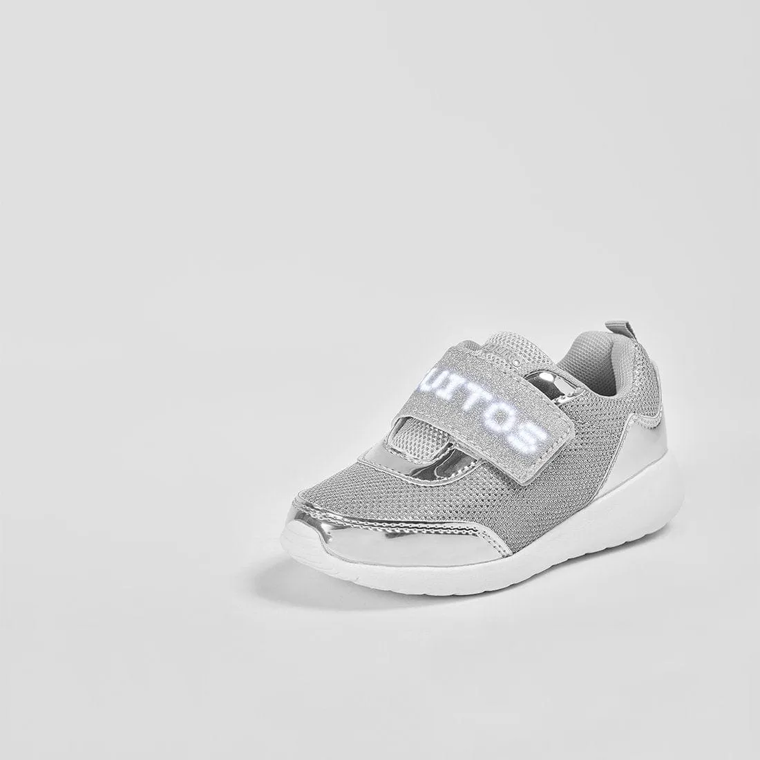Girl's Silver Sneakers with Led Lights