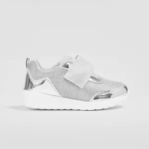 Girl's Silver Sneakers with Led Lights