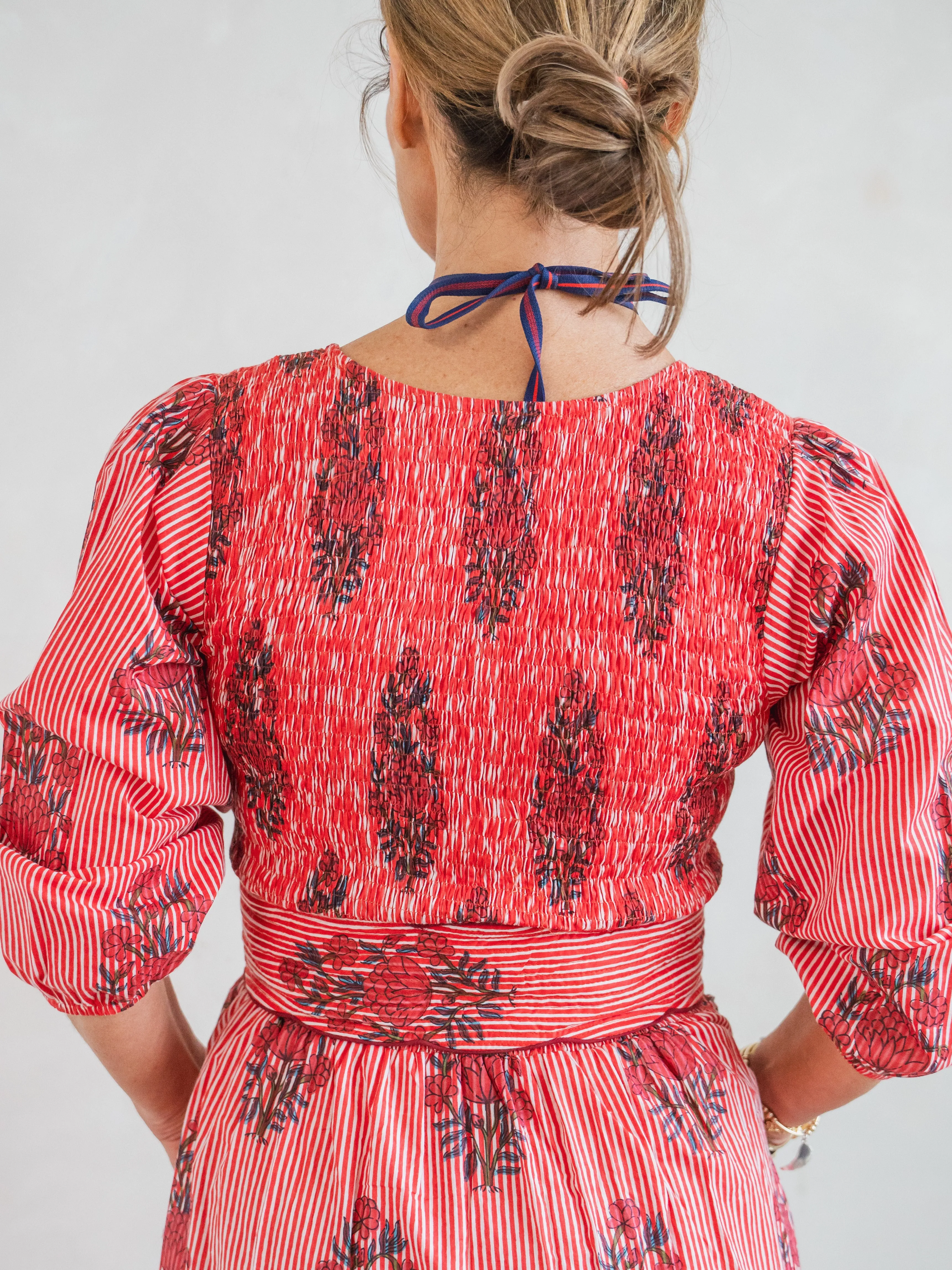 'GRACE' DRESS IN STRIPEY RED GARLAND
