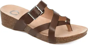 Journee Collection Women's Madrid Wedge Sandal  Color Brown Size 6.5M