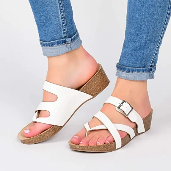Journee Collection Women's Madrid Wedge Sandal  Color Brown Size 6.5M