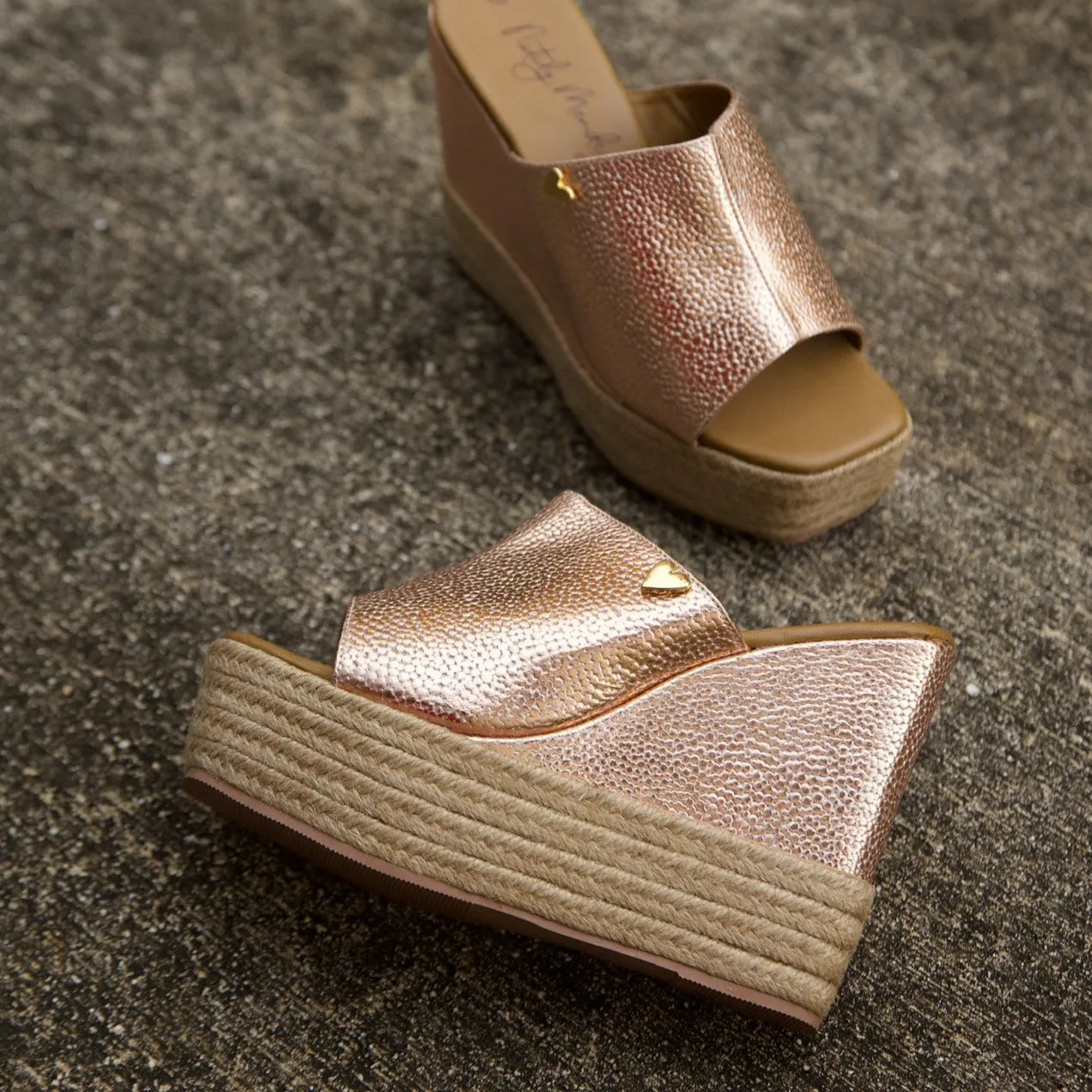 Katya Sandals Rose Gold - Leather