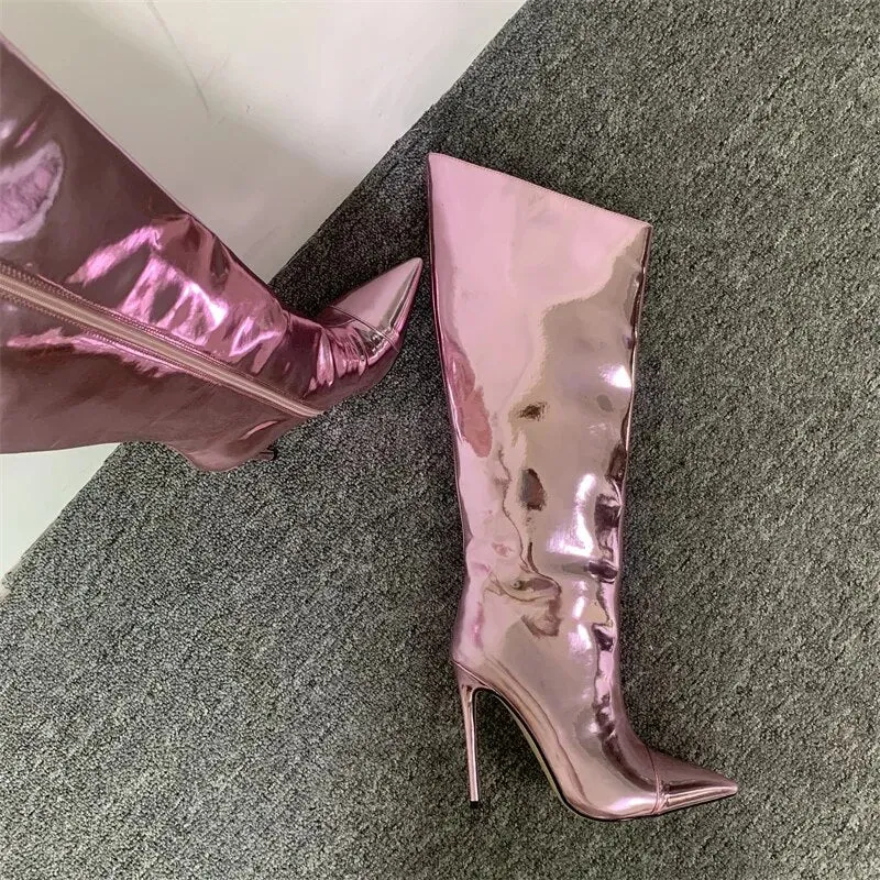 Knee-High Mirror Boots