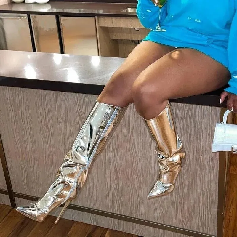 Knee-High Mirror Boots