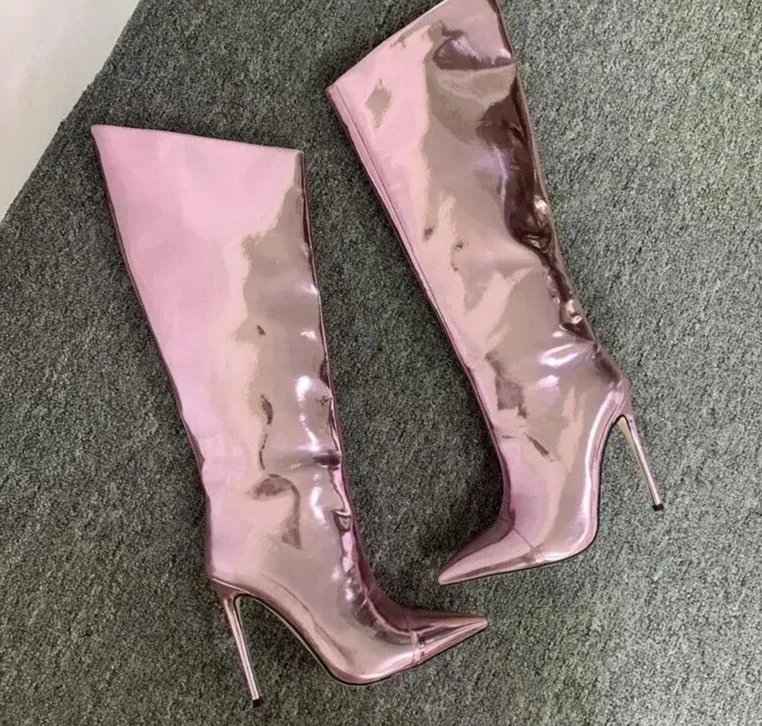 Knee-High Mirror Boots
