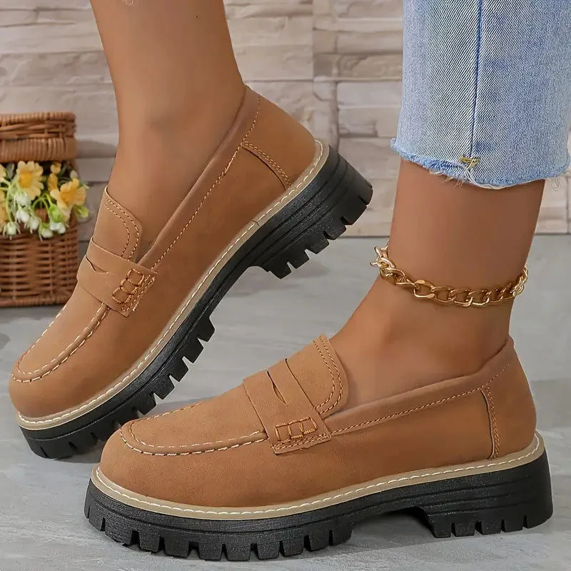 Komfortable Chunky Slip On Platform Loafers til kvinder