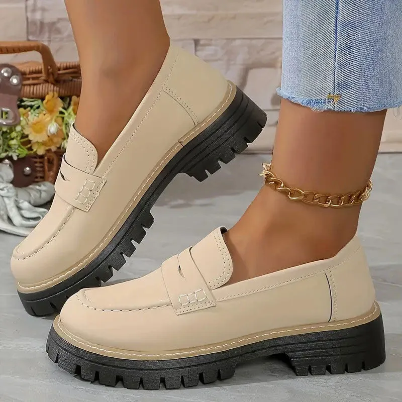 Komfortable Chunky Slip On Platform Loafers til kvinder
