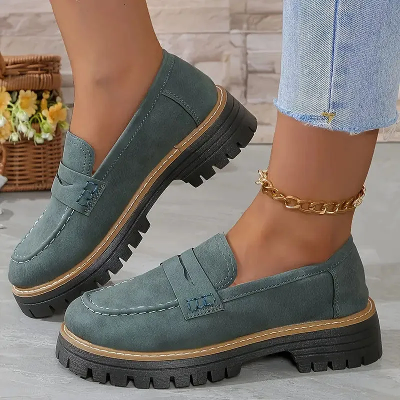 Komfortable Chunky Slip On Platform Loafers til kvinder