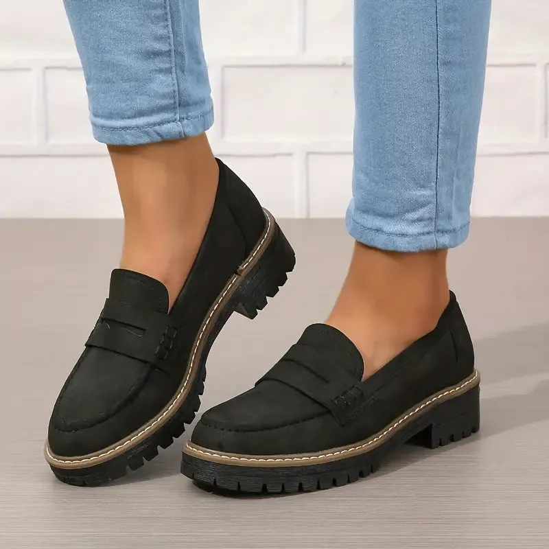 Komfortable Chunky Slip On Platform Loafers til kvinder