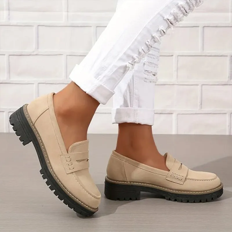 Komfortable Chunky Slip On Platform Loafers til kvinder
