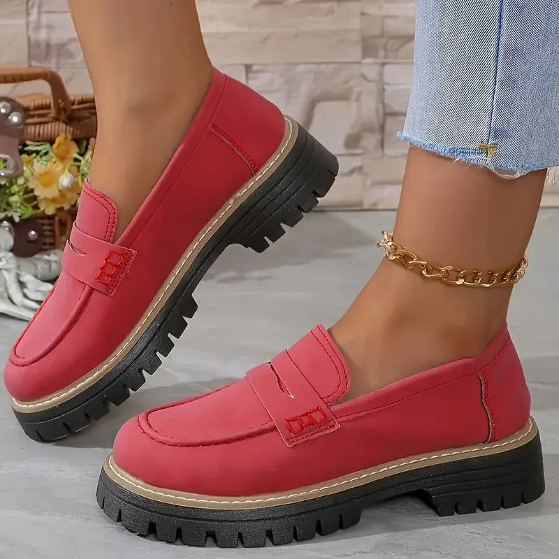 Komfortable Chunky Slip On Platform Loafers til kvinder