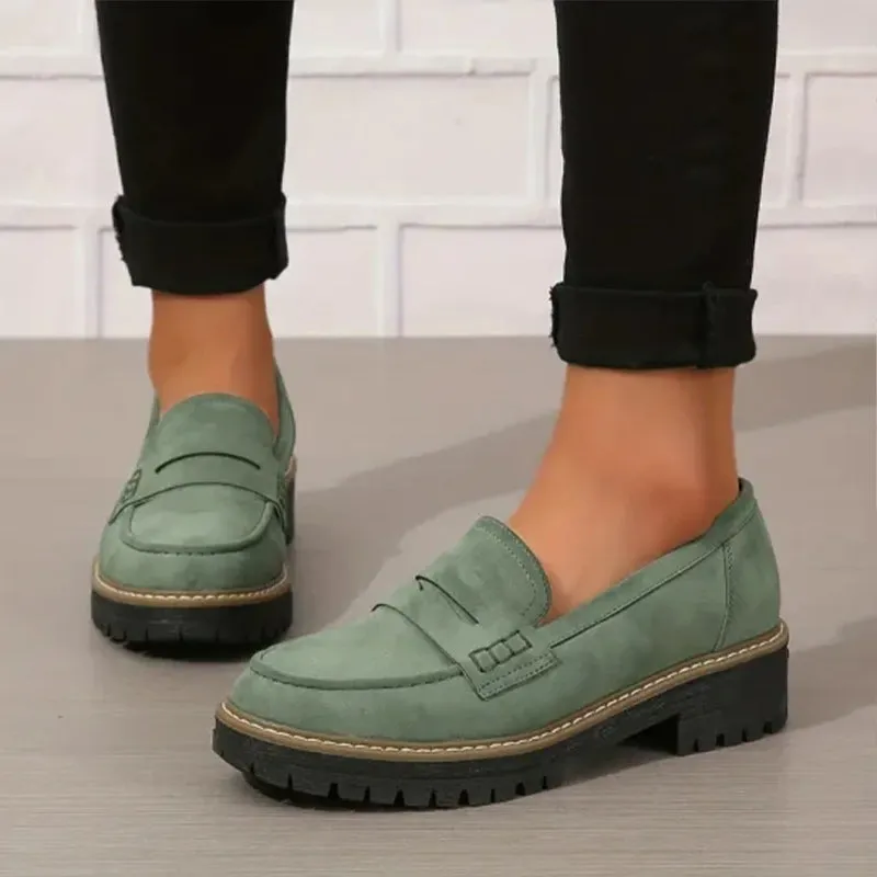 Komfortable Chunky Slip On Platform Loafers til kvinder
