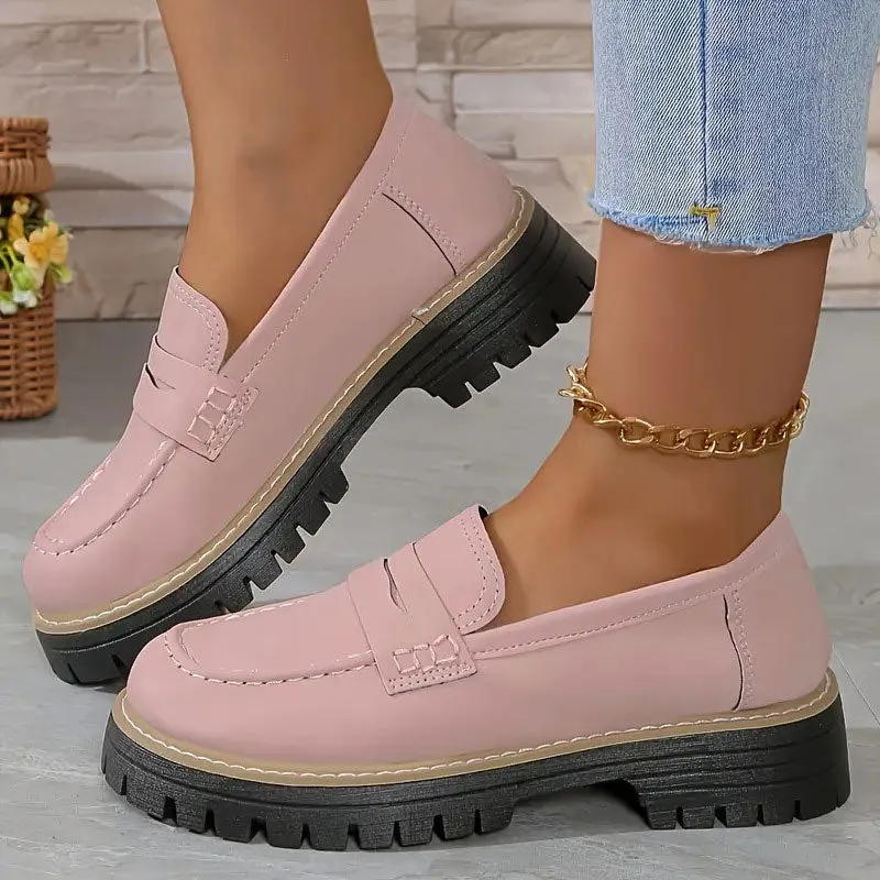 Komfortable Chunky Slip On Platform Loafers til kvinder