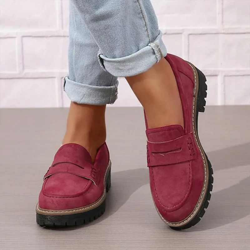 Komfortable Chunky Slip On Platform Loafers til kvinder