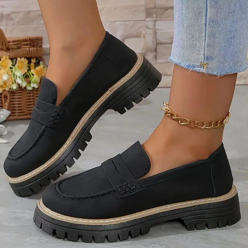 Komfortable Chunky Slip On Platform Loafers til kvinder