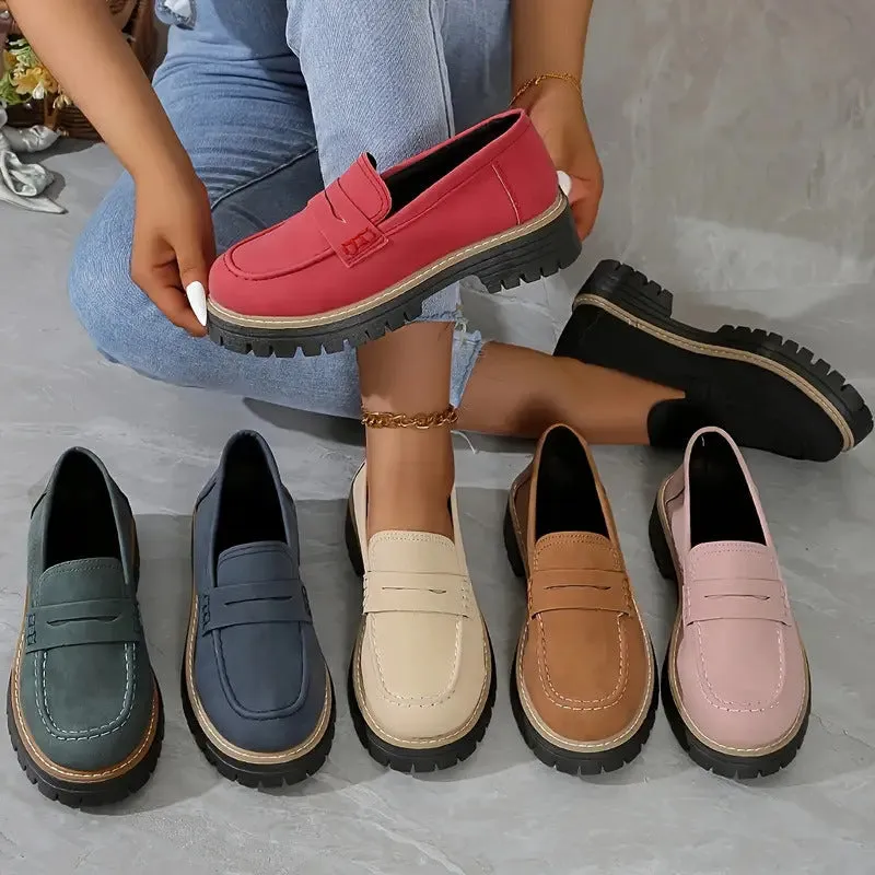 Komfortable Chunky Slip On Platform Loafers til kvinder