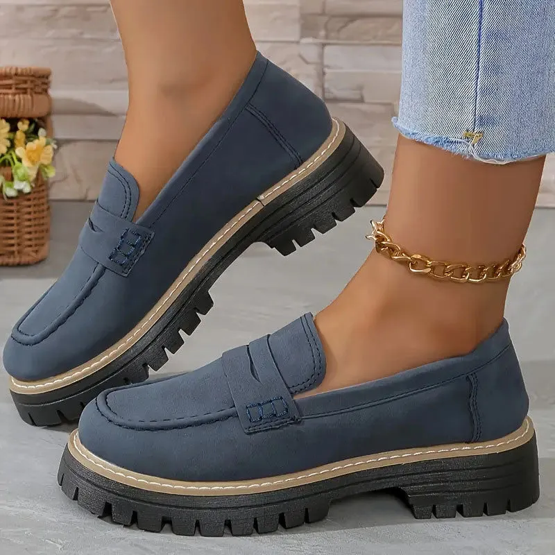 Komfortable Chunky Slip On Platform Loafers til kvinder