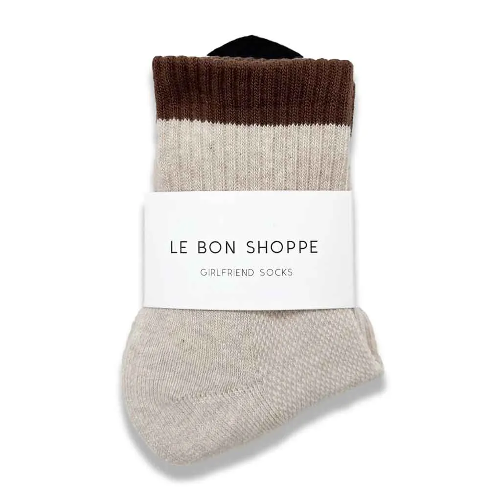 LBS Color Block Girlfriend Socks - Black/Coffee