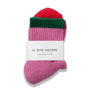 LBS Color Block Girlfriend Socks - Rose Green