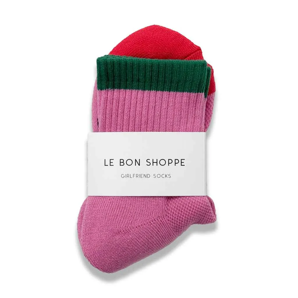 LBS Color Block Girlfriend Socks - Rose Green