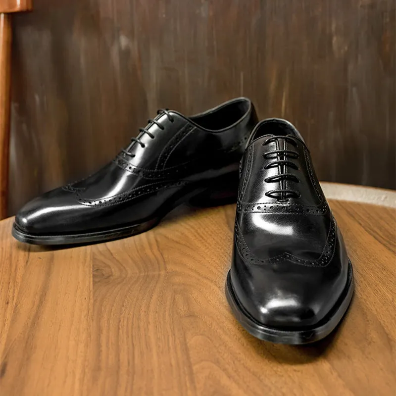 Men's leather wingtip oxfords shoes