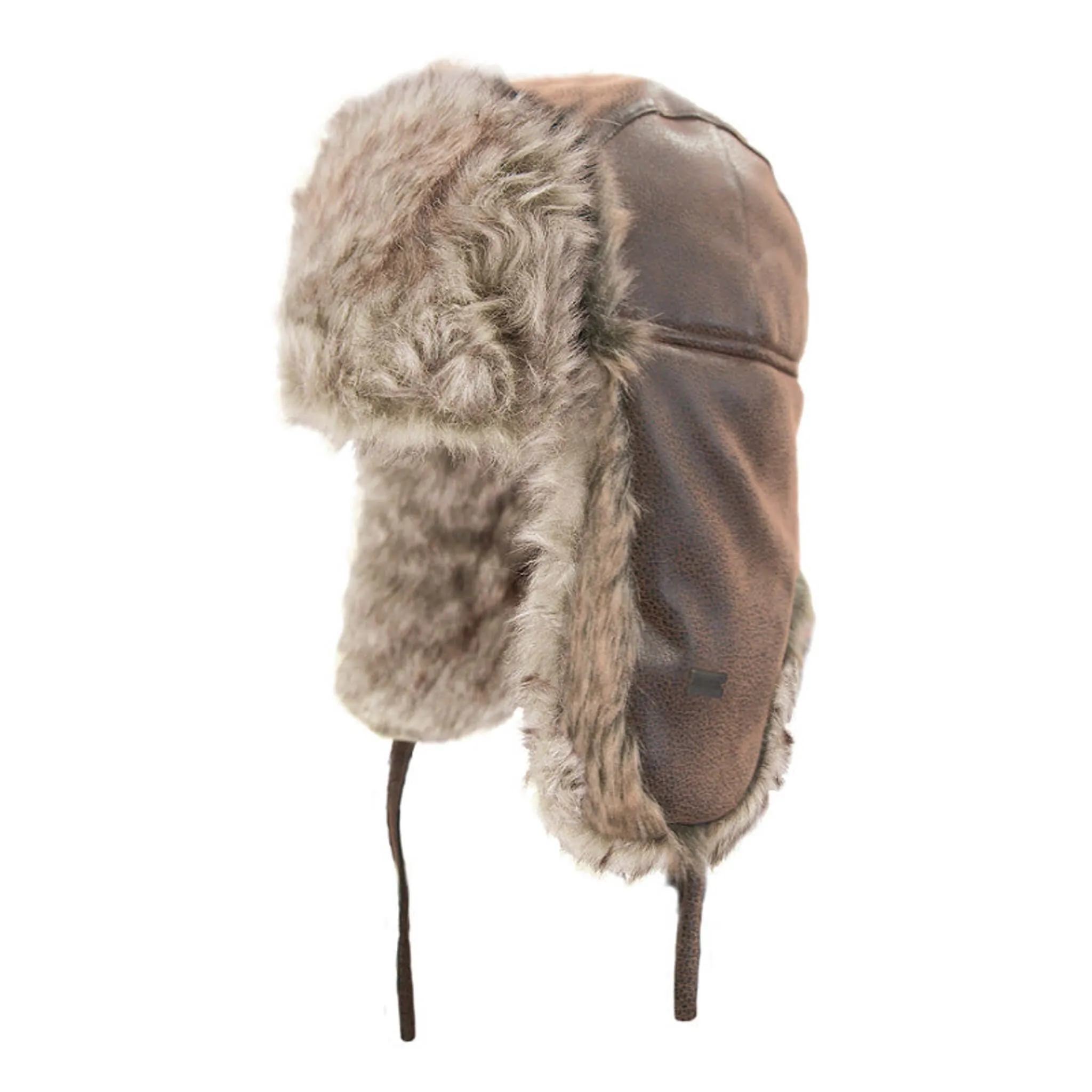 Nats Aviator Style Hat, Imitation Fur Lining, Folding Ears, Chin Cord, Imitation Leather Exterior, Warm and Stylish, Wind Resistant | Sizes S-2XL