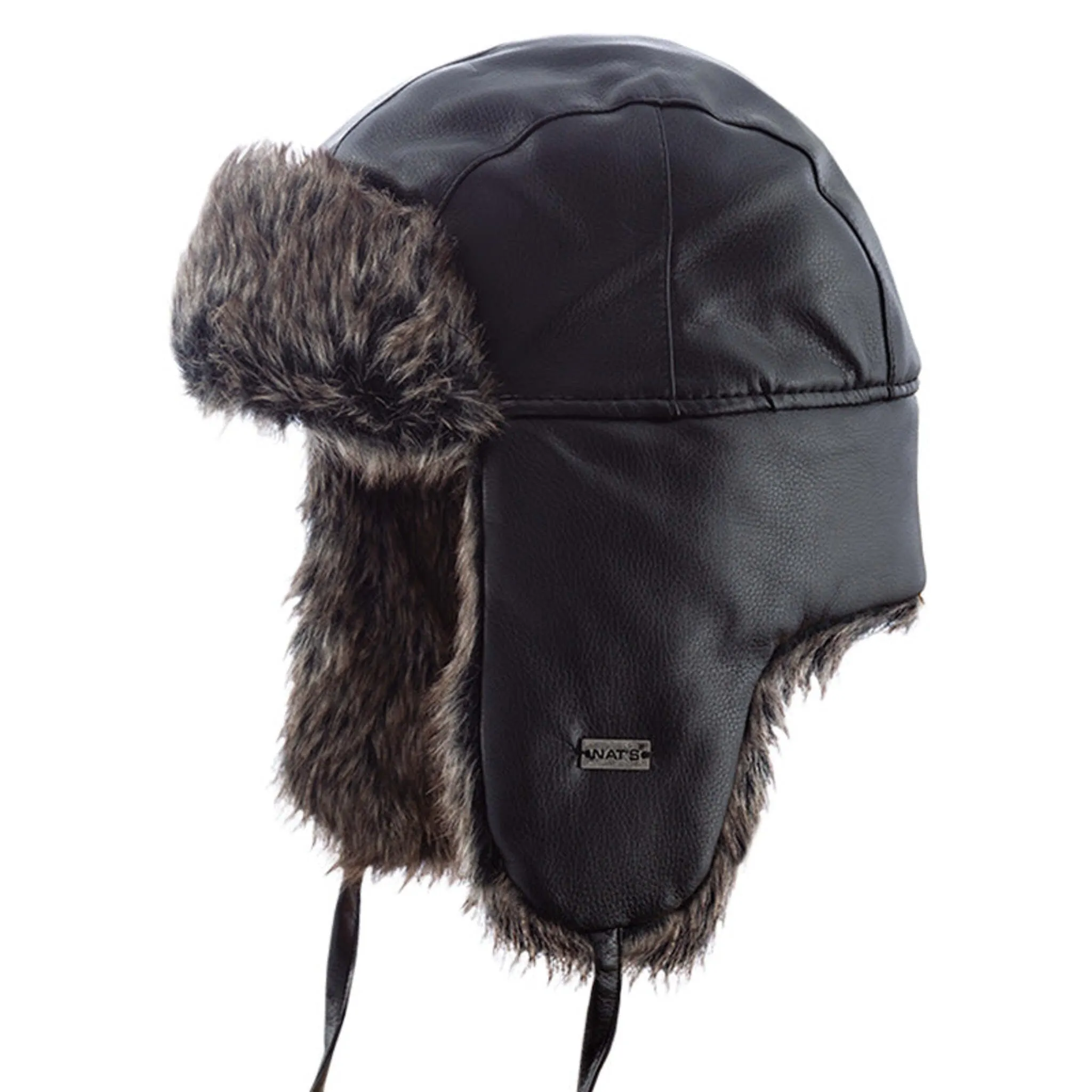 Nats Aviator Style Hat, Imitation Fur Lining, Folding Ears, Chin Cord, Imitation Leather Exterior, Warm and Stylish, Wind Resistant | Sizes S-2XL