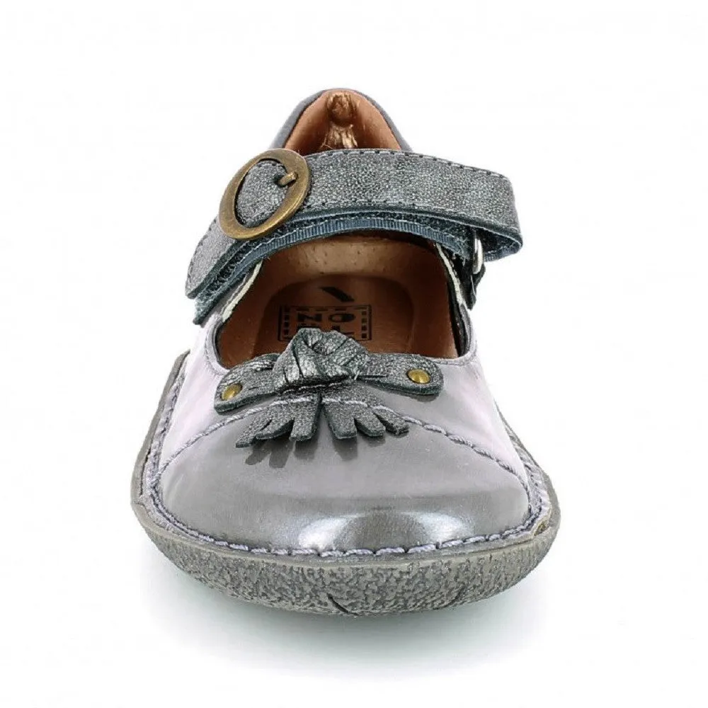 Noel Charly Pewter Patent Velcro Shoes