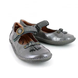 Noel Charly Pewter Patent Velcro Shoes