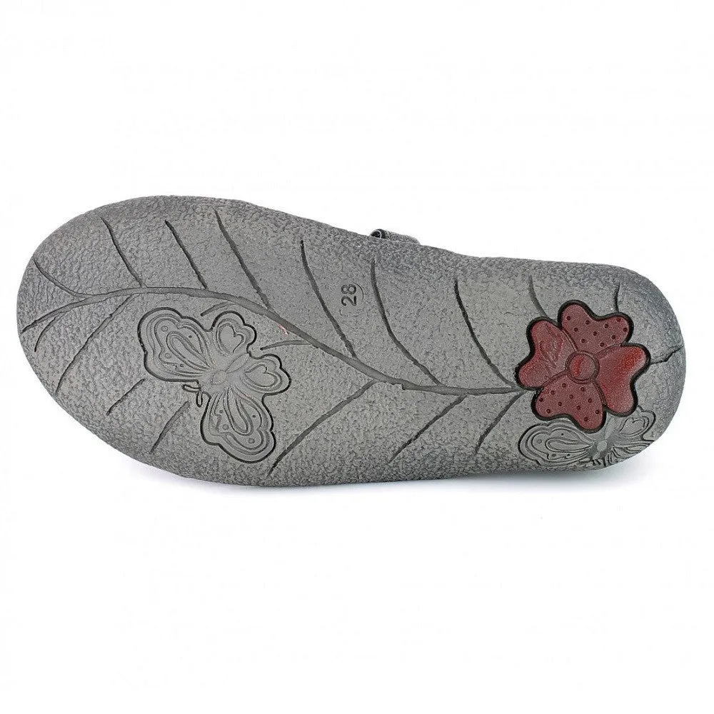 Noel Charly Pewter Patent Velcro Shoes