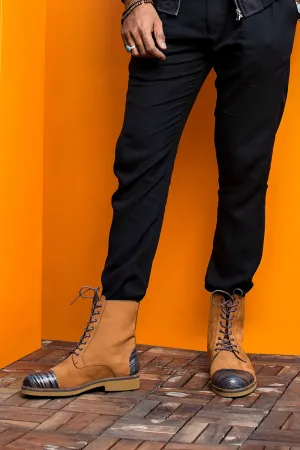 Nubic Leather Long Boots