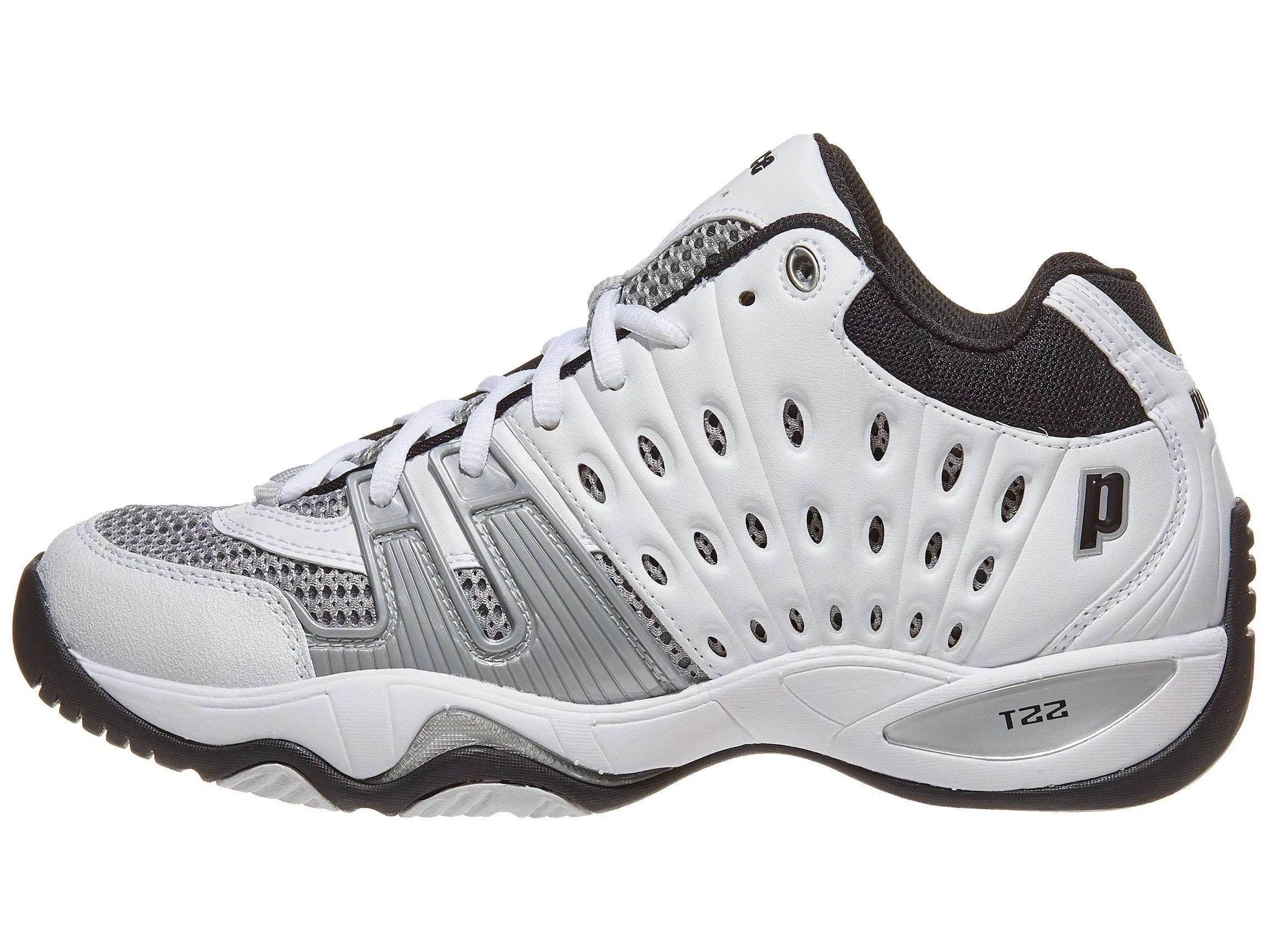 Prince Men's T22 Mid Tennis Shoe,White/Black/Silver,11 M US