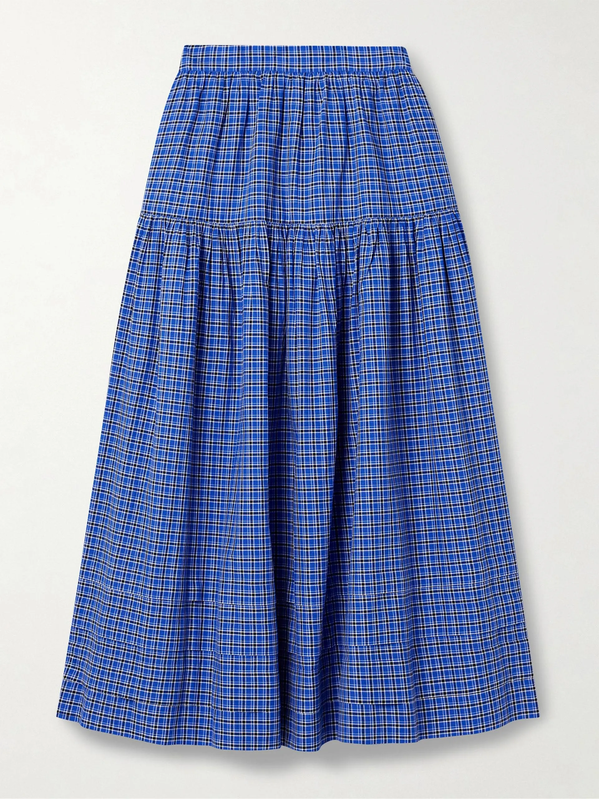 Sebastiane tiered checked voile midi skirt