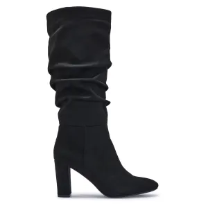 SOLO4 BLOCK HEEL RUCHED KNEE HIGH BOOTS